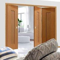 Thrufold Axis Shaker Oak Panelled 2+1 Folding Door - Prefinished