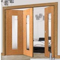 thrufold axis shaker oak 21 folding door clear glass prefinished