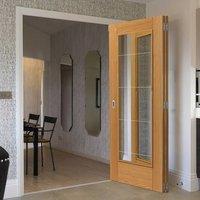 thrufold medina oak 20 folding door clear glass prefinished