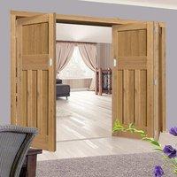 Thrufold Rustic Oak 1930 DX Shaker 2+1 Folding Door - Prefinished