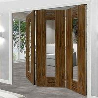 Thrufold Axis Shaker Walnut 3+0 Folding Door - Clear Glass - Prefinished