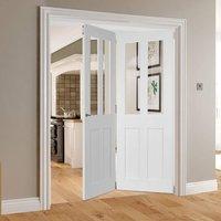 Thrufold Eton Victorian Shaker 2+0 Folding Door - Clear Glass - White Primed