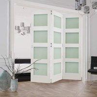 Thrufold Coventry Shaker 3+0 Folding Door - Frosted Glass - White Primed