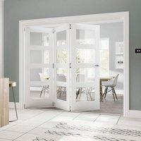 Thrufold Coventry Shaker 3+0 Folding Door - Clear Glass - White Primed