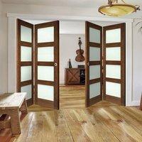 Thrufold Coventry Walnut Shaker 2+2 Folding Door - Frosted Glass - Prefinished