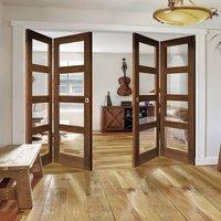 thrufold coventry walnut shaker 22 folding door clear glass prefinishe ...