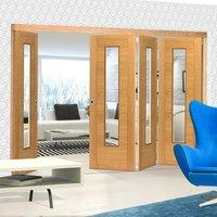 Thrufold Emral Oak 3+1 Folding Door - Clear Glass - Prefinished