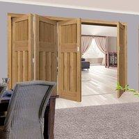 Thrufold Rustic Oak 1930 DX Shaker 3+1 Folding Door - Prefinished