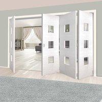 Thrufold Ripple White 3+1 Folding Door - Clear Glass