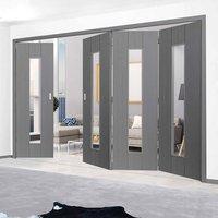 Thrufold Nuance Ardosia Slate Grey Flush 3+1 Folding Door - Clear Safety Glass, Pre-finished