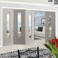 Thrufold Laminates Lava Painted 3+1 Folding Door - Clear Safety Glass is Prefinished