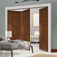 Thrufold Contemporary Cadiz Walnut 2+1 Folding Door - Prefinished