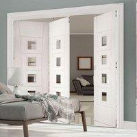 thrufold pamplona flush 21 folding door clear glass white primed