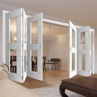 Thrufold Eccentro White 3+3 Folding Door - Clear Glass - Prefinished