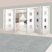 Thrufold Ripple White 3+3 Folding Door - Clear Glass