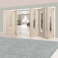 Thrufold Laminates Ivory Painted 3+3 Folding Door With Clear Safety Glass is Prefinished