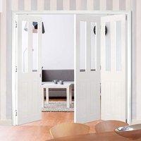 Thrufold Eton Victorian Shaker 2+1 Folding Door - Clear Glass - White Primed