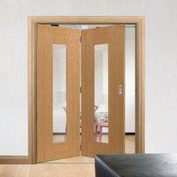 thrufold axis shaker oak 20 folding door clear glass prefinished