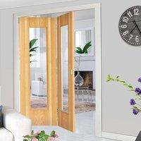 Thrufold Rhodesia Oak 2+0 Folding Door - Clear Glass - Prefinished