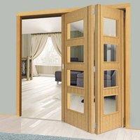 Thrufold Blenheim Oak 2+0 Folding Door - Clear Glass - Prefinished