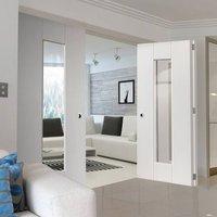 Thrufold Axis White 2+1 Folding Door - Clear Glass