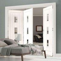 Thrufold Ely 2+1 Folding Door - Clear Glass - White Primed