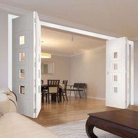 Thrufold Pamplona Flush 2+2 Folding Door - Clear Glass - White Primed