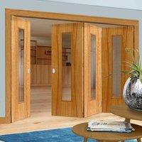 Thrufold Arcos Oak 3+1 Folding Door - Clear Glass - Prefinished