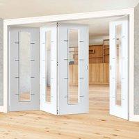 Thrufold Eco Blanco Satin White 3+1 Folding Door - Clear Glass - Prefinished