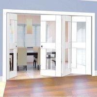 Thrufold Eccentro White 3+1 Folding Door - Clear Glass - Prefinished