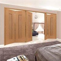 Thrufold Axis Shaker Oak Panelled 3+2 Folding Door - Prefinished