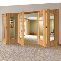 Thrufold Rhodesia Oak 3+2 Folding Door - Clear Glass - Prefinished