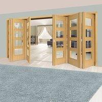 thrufold blenheim oak 33 folding door clear glass prefinished