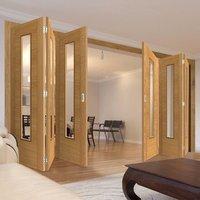 Thrufold Emral Oak 3+3 Folding Door - Clear Glass - Prefinished