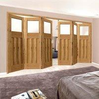 Thrufold Rustic Oak 1930 DX Shaker 3+3 Folding Door - Prefinished With Obscure Safety Glass