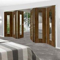 Thrufold Axis Shaker Walnut 3+3 Folding Door - Clear Glass - Prefinished