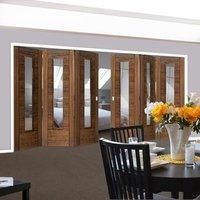 Thrufold Emral Walnut 3+3 Folding Door With Clear Safety Glass - Pre-finished