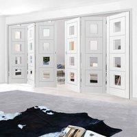 Thrufold Quattro White 3+3 Folding Door - Clear Glass