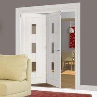 Thrufold Ely 2+0 Folding Door - Clear Glass - White Primed