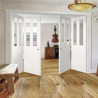 Thrufold Eton Victorian Shaker 2+2 Folding Door - Clear Glass - White Primed