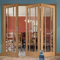 Thrufold Worcester Oak 3 Pane 2+1 Folding Door - Clear Glass