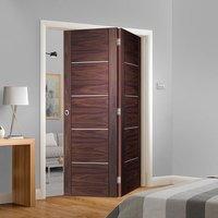 thrufold portici walnut flush 20 folding door aluminium inlay prefinis ...