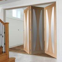 Thrufold Verona Oak 3+0 Folding Door - Obscure Glass