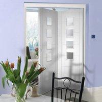 Thrufold Palermo 2+0 Folding Door - Obscure Glass - White Primed