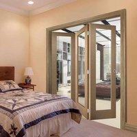 Thrufold Pattern 10 Oak 3+0 Folding Door - Clear Glass - Prefinished