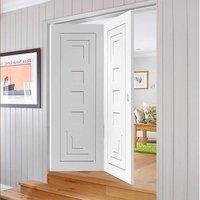 Thrufold Altino Flush Panel 2+0 Folding Door - White Primed