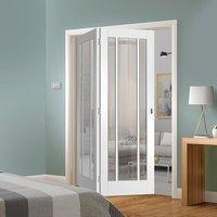 Thrufold Worcester 3 Pane 2+0 Folding Door - Clear Glass - White Primed