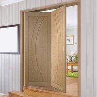 Thrufold Salerno Oak Flush Panel 2+0 Folding Door - Prefinished