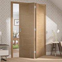 Thrufold Ravenna Oak Flush Panel 2+0 Folding Door - Prefinished