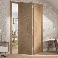 Thrufold Treviso Oak Flush Panel 2+0 Folding Door - Prefinished